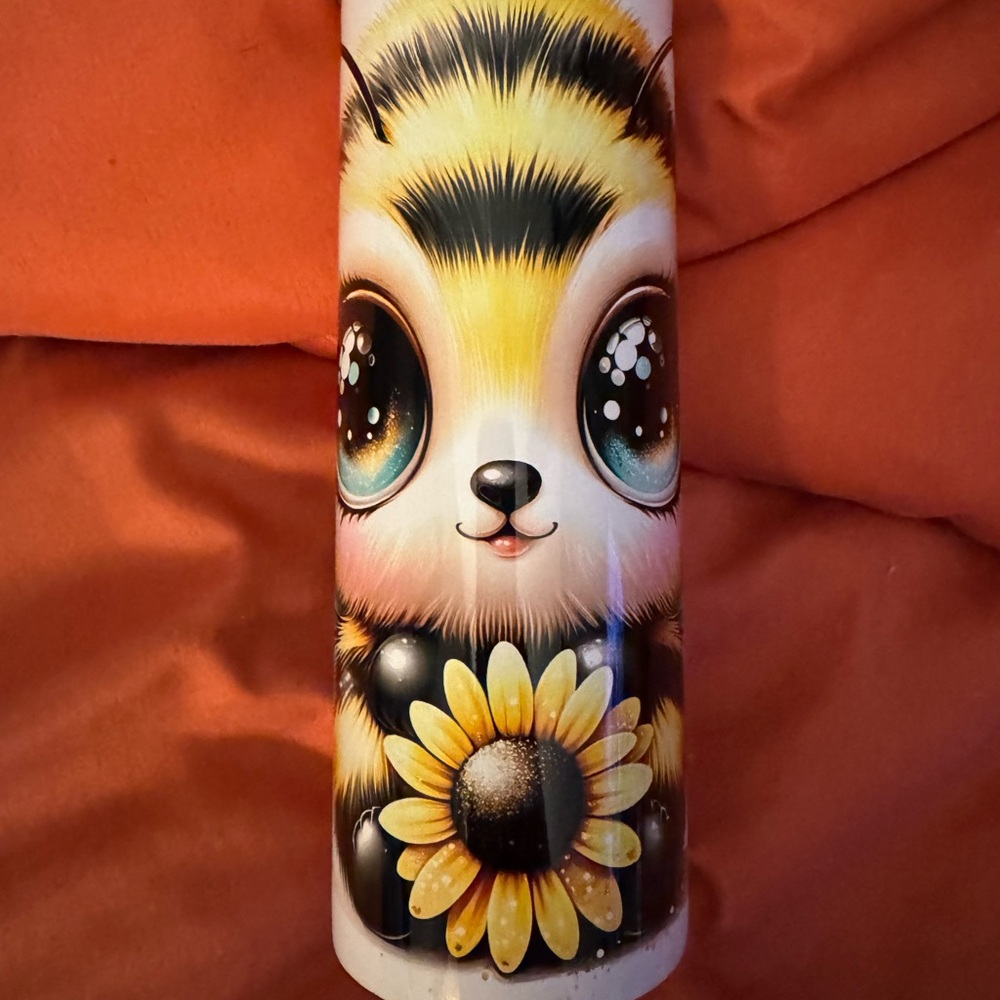 Cute Bee Tumbler with Sunflower Design